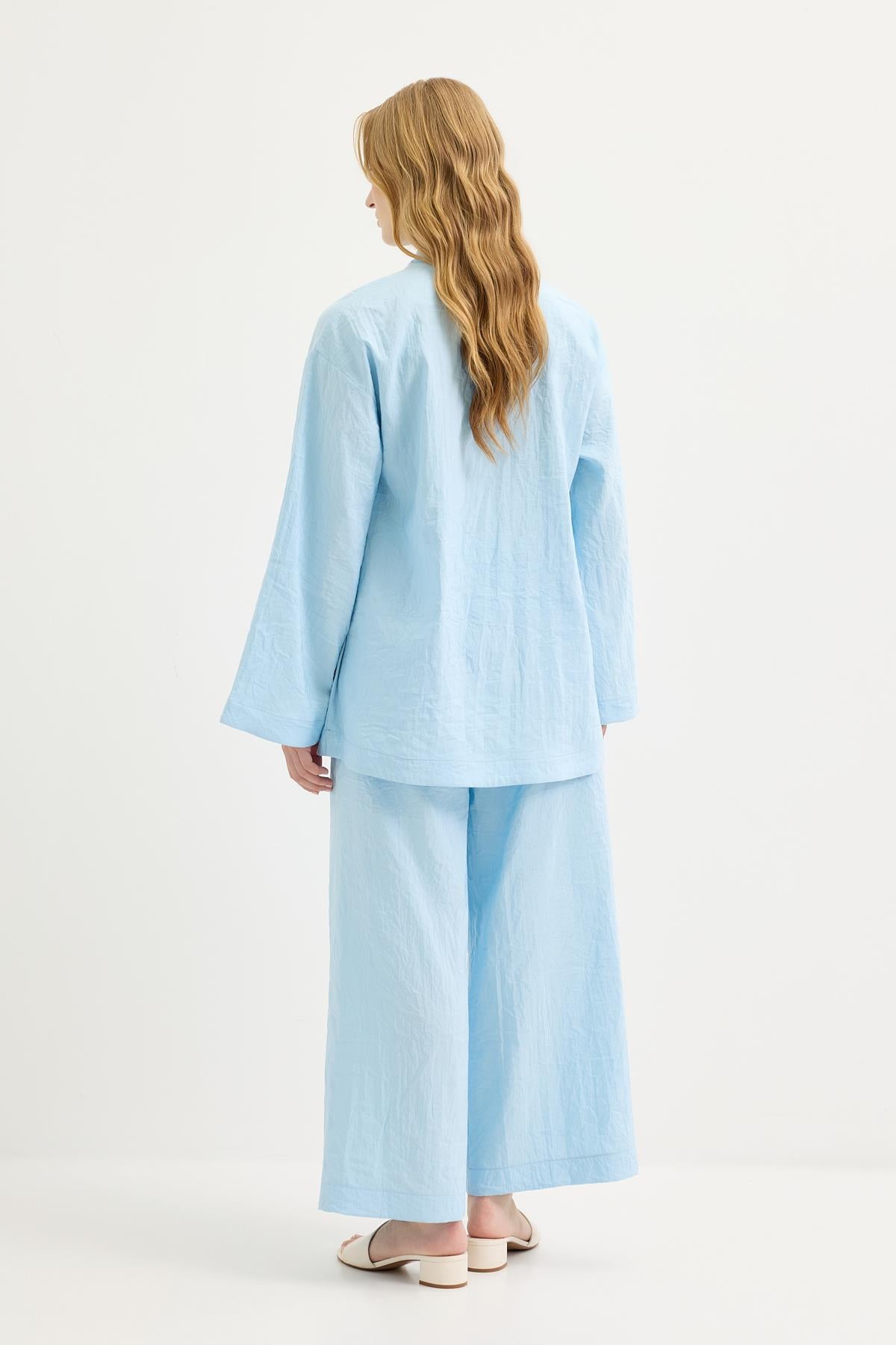 Britli Oversize Tunik Pantolon Takım Açık Mavi