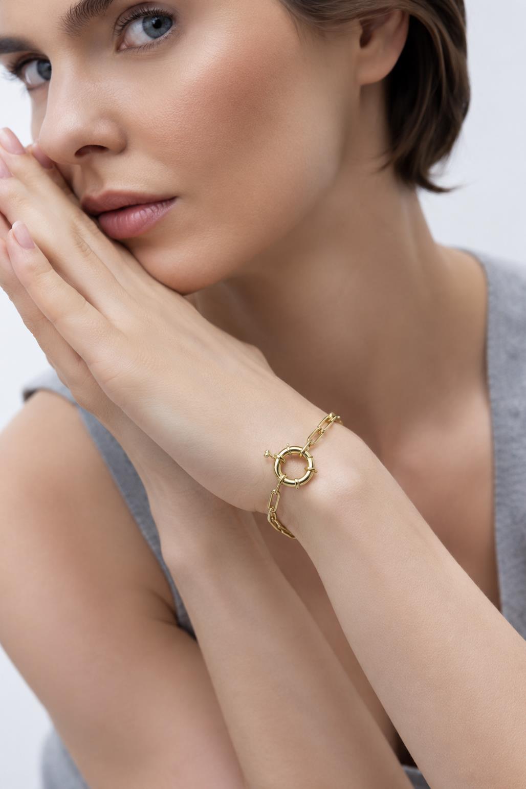 Halka Mix Zincirli Bileklik Gold