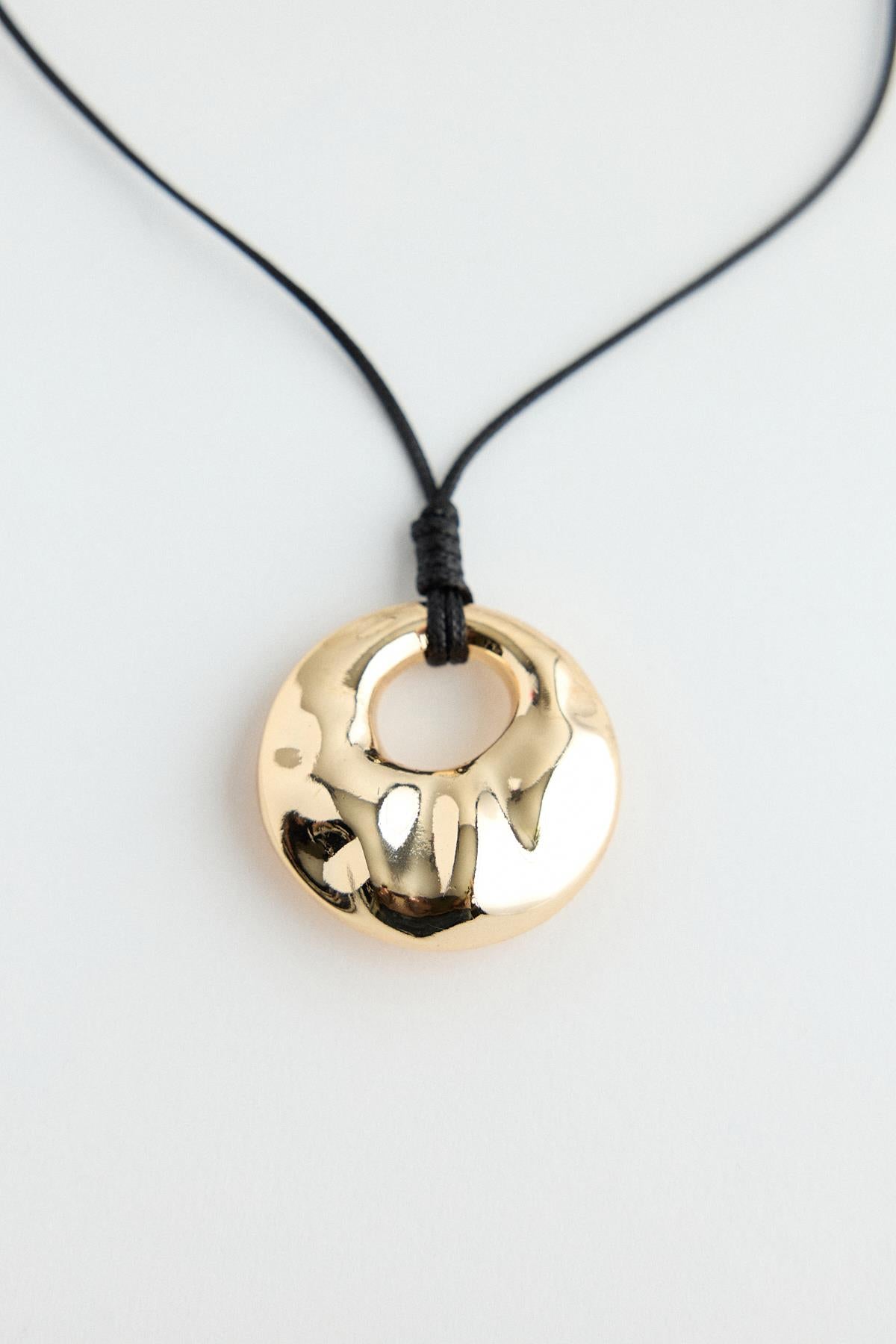 Yuvarlak Metal Uçlu Kolye Gold