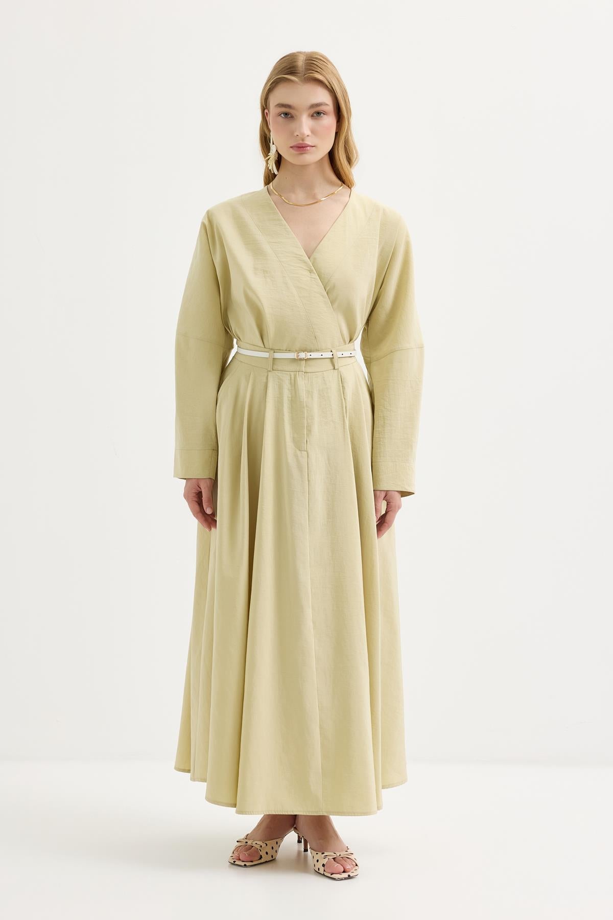 Bağlamalı Kimono Etek Takım Açık Yeşil