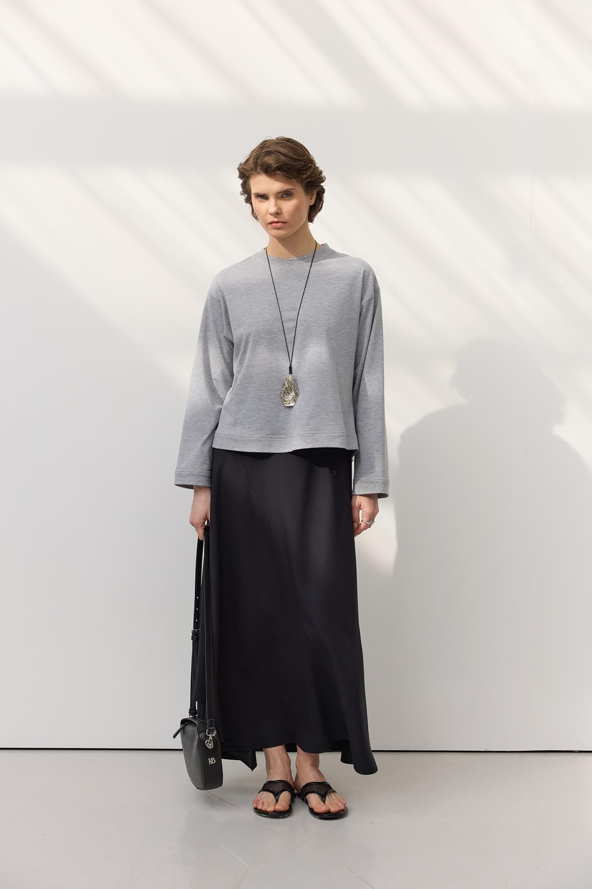 Basic T-Shirt Gri Melanj