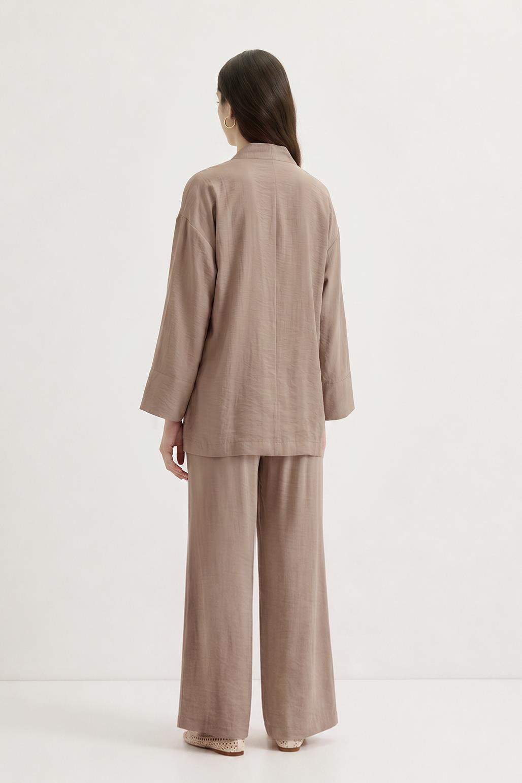 Britli Kimono Pantolon Takım Vizon