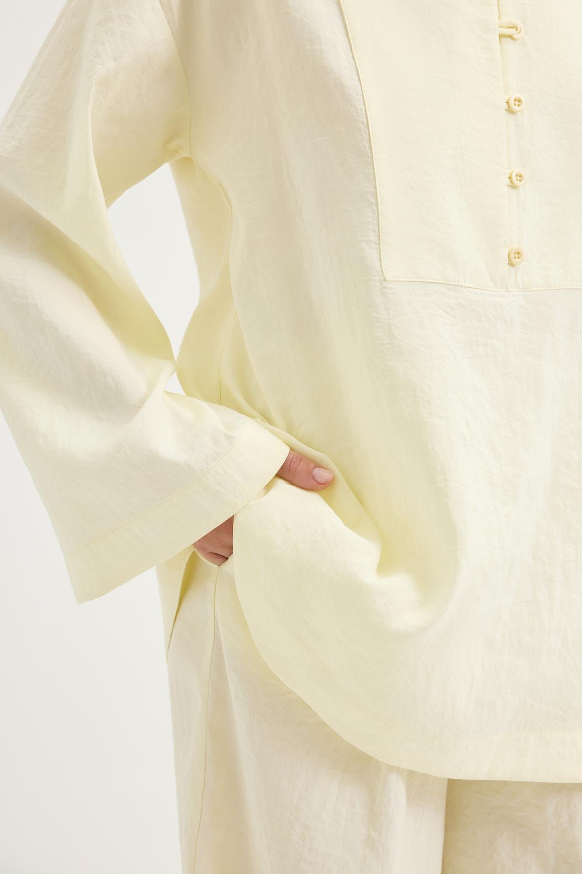 Britli Oversize Tunik Pantolon Takım Sarı