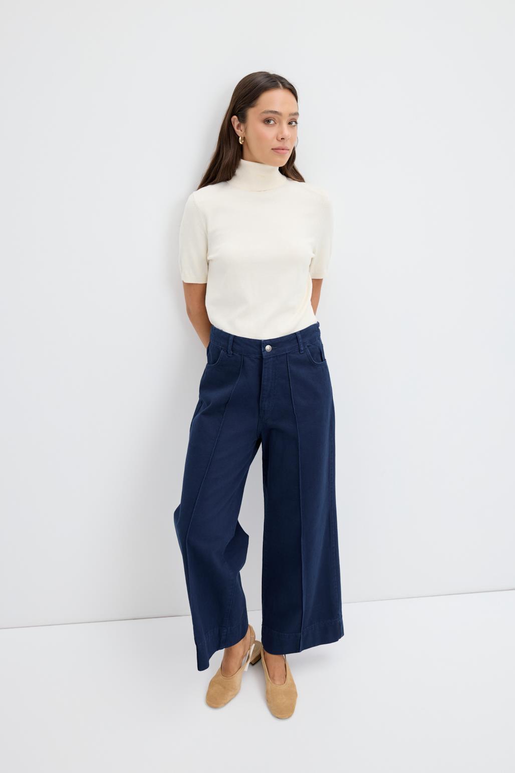Double Paça Gabardin Pantolon Lacivert