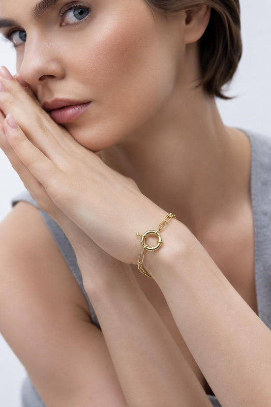 Halka Mix Zincirli Bileklik Gold