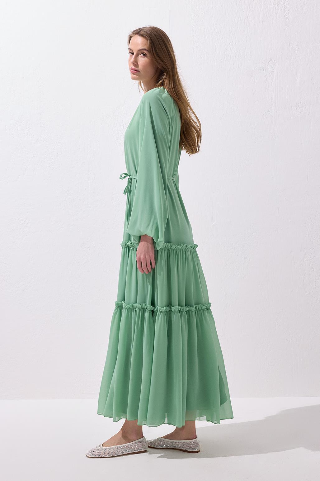 Uzun Mint Elbise Julie Modeli