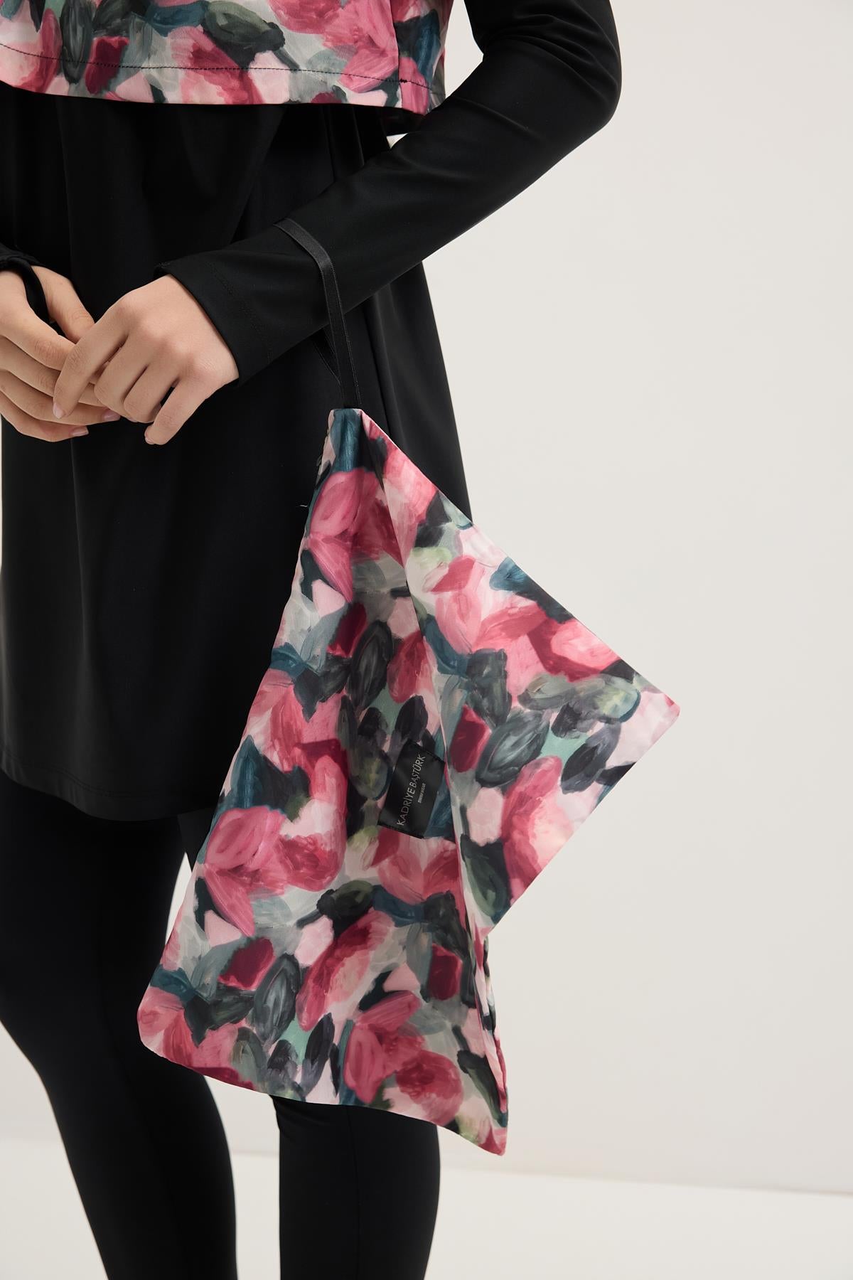 Likralı Floral Desenli Mayo Takım Mürdüm Eriği