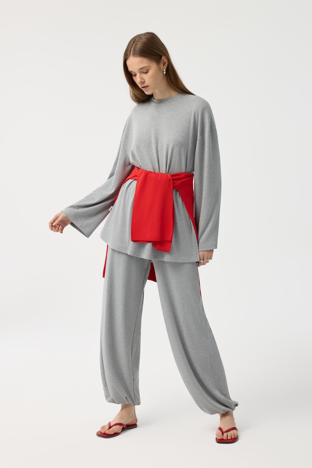 Modal Cupra Jogger Pantolon Takım Gri Melanj