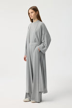 Modal Cupra Pantolon Bluz Abaya Takım Gri Melanj