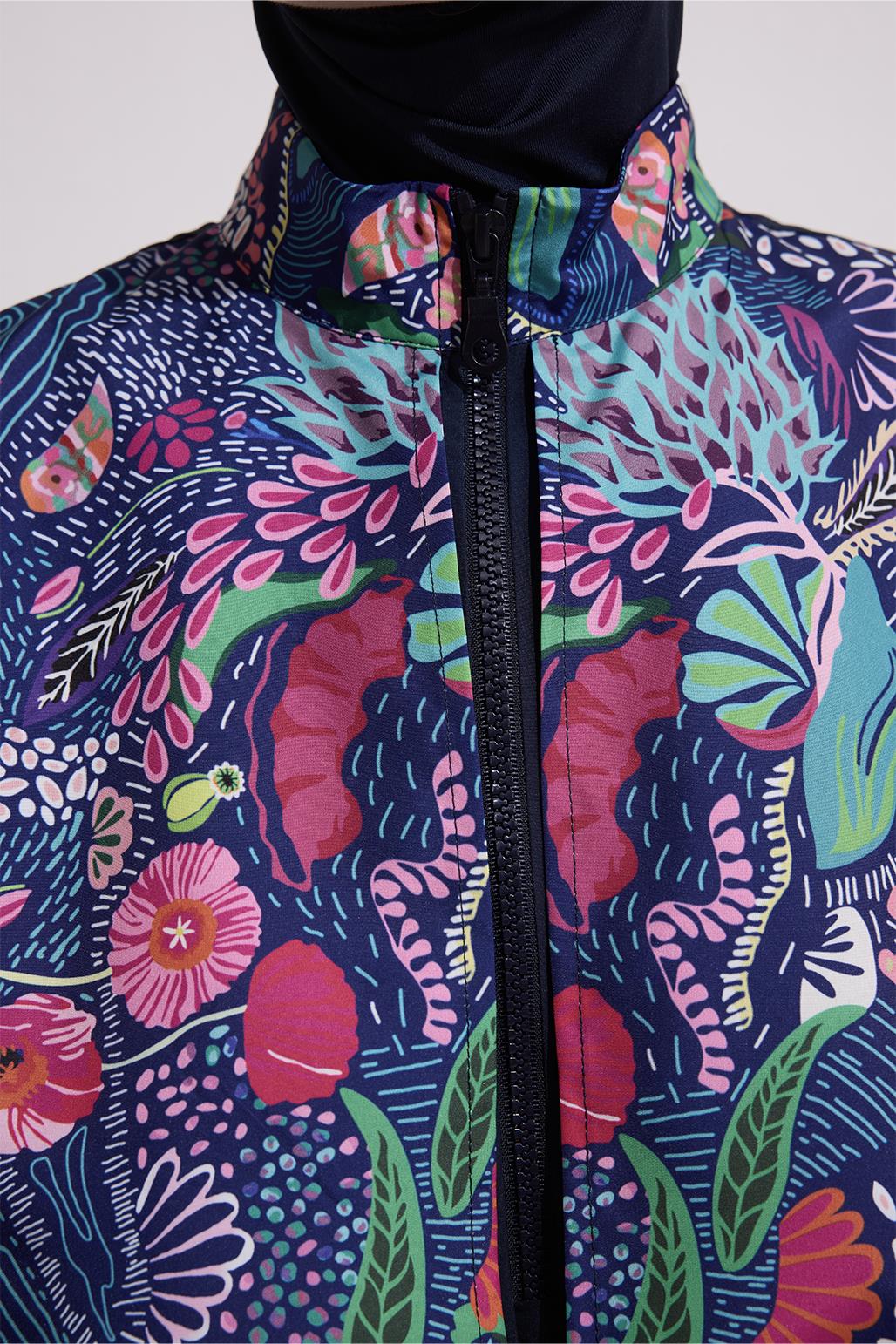Paraşüt Desenli Bağlamalı Tesettür Mayo Takım Lacivert