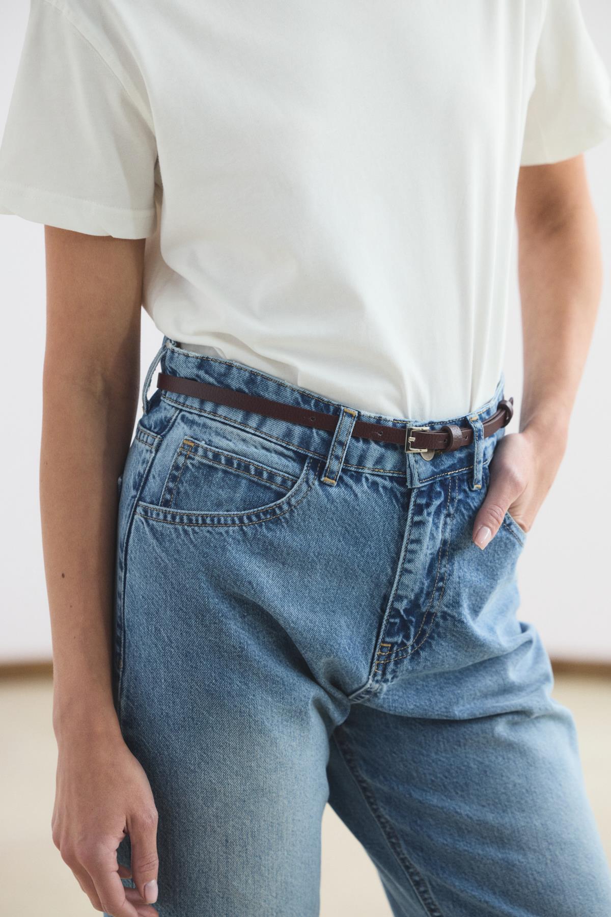 Yüksek Bel Düz Paça Kot Pantolon Açık  Mavi